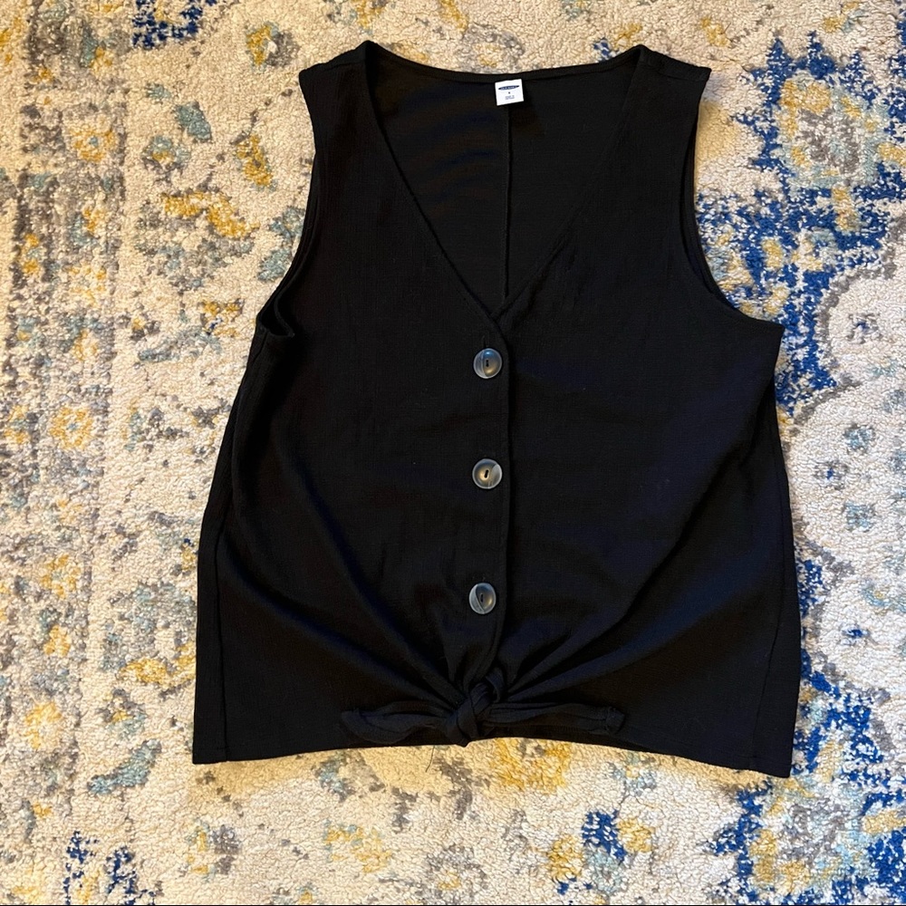Old Navy Button Up Tie Front Tank Top